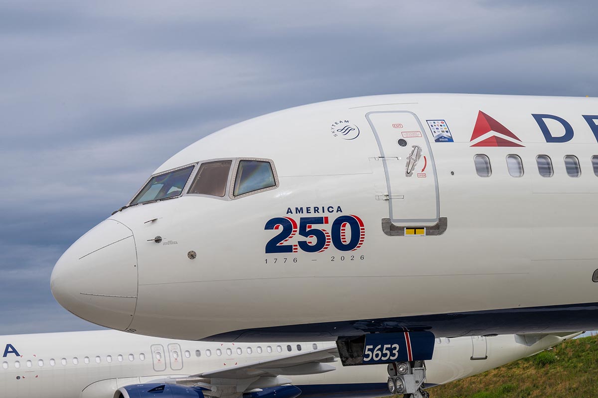 Delta Air Lines revealed a newly painted Boeing 757 to America's 250th anniversary at the TECHOPS maintenance facility in Atlanta, Georgia. (Photo/Chris Rank/ Rank Studios)